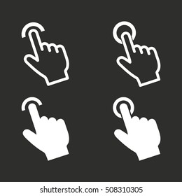 Touch vector icon. White illustration isolated on black background for graphic and web design.