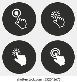 Touch vector icon. White illustration isolated on black background for graphic and web design.
