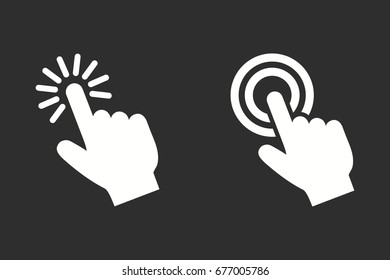 Touch vector icon. White illustration isolated on black background for graphic and web design.