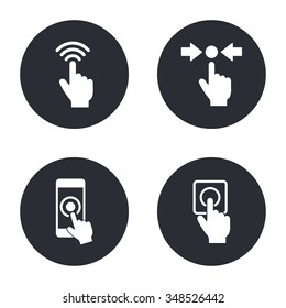 Touch   - vector icon in white  on a black background.