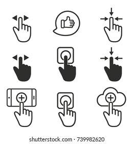 Touch vector icons set. Black illustration isolated for graphic and web design.