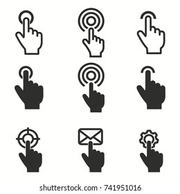 Touch vector icons set. Black illustration isolated for graphic and web design.