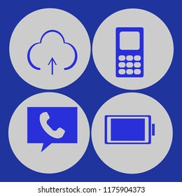 touch vector icons set. with full battery, upload, phone and mobile phone in set
