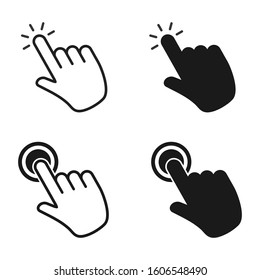 Touch vector icons set. Hand Cursor symbol. black Illustration isolated for graphic and web design