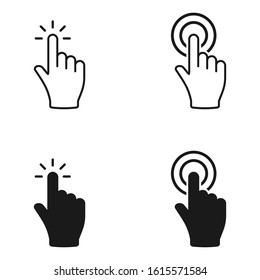 Touch vector icons set. Hand Cursor symbol. black Illustration isolated for graphic and web design