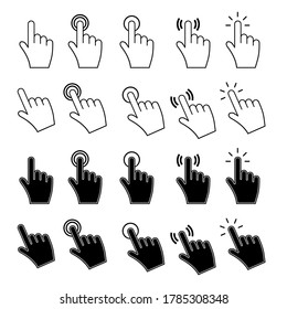 Touch vector icons set. White illustration isolated for graphic and web design.