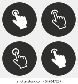 Touch vector icons set. White illustration isolated for graphic and web design.