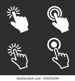 Touch vector icons set. White illustration isolated for graphic and web design.