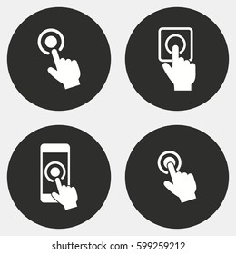 Touch vector icons set. White illustration isolated for graphic and web design.