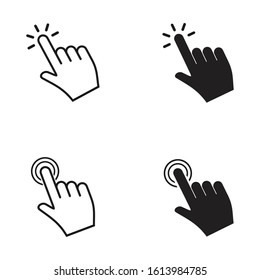 Touch vector icons set.Hand Cursor symbol. black Illustration isolated for graphic and web design