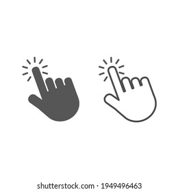 Tocar iconos vectoriales.Símbolo de cursor manual. Pulse el cursor de la mano del equipo, el puntero de la mano pulsando el efecto Ilustración negra aislado para diseño gráfico y web.