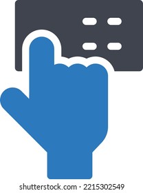táctil Ilustración vectorial en un fondo transparente. Símbolos de calidad superior. Iconos vectoriales de glifos para diseño de conceptos y gráficos. 
