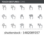 Touch vector line icons set. Gesture icons for touch devices, touch screen. Editable stroke. Perfect pixel icons, such can be scaled to 24, 48, 96 pixels.