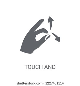 Touch and vertical sliding gesture icon. Trendy Touch and vertical sliding gesture logo concept on white background from Hands collection. Suitable for use on web apps, mobile apps and print media.