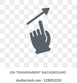 Touch and vertical sliding gesture icon. Trendy flat vector Touch and vertical sliding gesture icon on transparent background from Hands and guestures collection. High quality filled Touch and