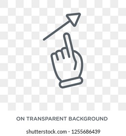 Touch and vertical sliding gesture icon. Trendy flat vector Touch and vertical sliding gesture icon on transparent background from Hands and guestures collection. High quality filled Touch and