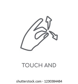 Touch and vertical sliding gesture linear icon. Modern outline Touch and vertical sliding gesture logo concept on white background from Hands collection.