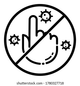 Touch Warning Virus Covid Flat Icon Isolated On White Background
