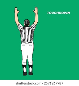 Touchdown referee vector illustration, American football, super bowl 