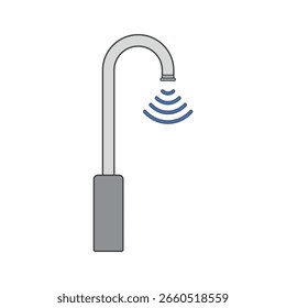 Touch-Free Faucet with Motion Sensor icon—hands-free water tap with motion lines for elder hygiene and accessibility support.
