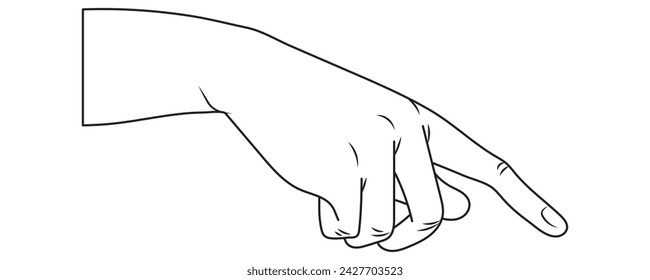 Touching with finger illustrattion in outline and vector format.
