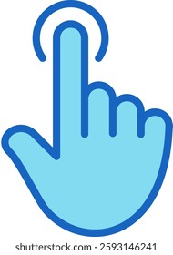 Touching Icon Blue Vector Illustration