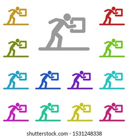 Touching, a person touches multi color icon. Simple glyph, flat vector of universal icons for UI and UX, website or mobile application