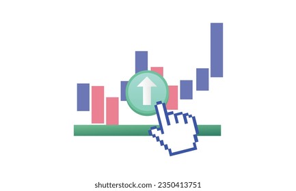 Impactante crecimiento del gráfico de puntos en el fondo blanco.Ilustración del diseño del vector.