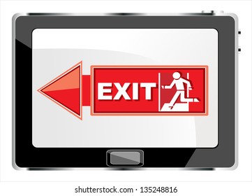  touching screen exit on modern digital tablet pc.