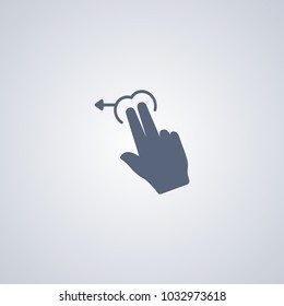 Touching two fingers left flat icon on gray background