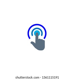Touching your finger to the touch screen. Web icon in flat style.