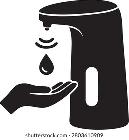 Touchless automatic soap dispenser with hand representing hygiene, hand washing and sanitation concept.