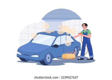 Touchless Car Wash Illustration concept. A flat illustration isolated on white background