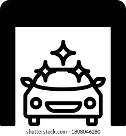Touchless In-Bay Automatic Car Washed, mechanically with conveyorized equipment, Automatic Vehicle Steam Cleaning Vector Glyph Icon Design, Carwash & Detail Center equipment on white background,