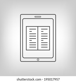 Touchpad with book image. E-book or learning idea