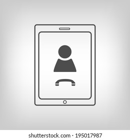 Touchpad with video chat image. Person sign and phone receiver on the screen