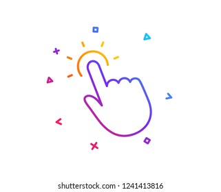 Touchpoint line icon. Click here sign. Touch technology symbol. Gradient line button. Touchpoint icon design. Colorful geometric shapes. Vector