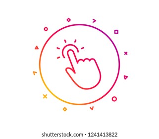 Touchpoint line icon. Click here sign. Touch technology symbol. Gradient pattern line button. Touchpoint icon design. Geometric shapes. Vector