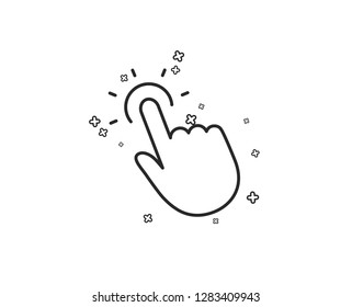 Touchpoint line icon. Click here sign. Touch technology symbol. Geometric shapes. Random cross elements. Linear Touchpoint icon design. Vector