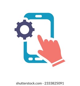 Icono de color plano de las aplicaciones de pantalla táctil Isolación en el vector de fondo blanco Ilustración | Iconos de Seo