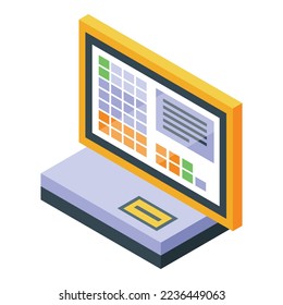 Touchscreen cash register icon isometric vector. Money screen. Retail payment