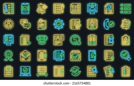 Touchscreen cash register icons set outline vector. Point sale. Register cash vector neon