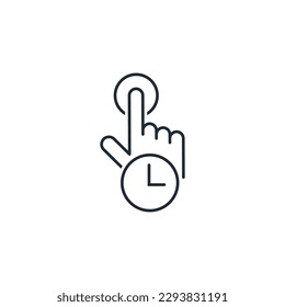 Touchscreen control. Fast response. Short wait.Vector linear icon isolated on white background.
