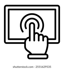 Touchscreen Display Vector Line Icon Design