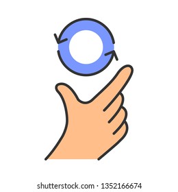 Touchscreen gesture color icon. Pinch and pan, rotate, zoom gesturing. Human hand and fingers. Using sensory devices. Isolated vector illustration