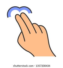Touchscreen gesture color icon. Tap, point, click, double tap, drag, double click gesturing. Human hand and fingers. Using sensory devices. Isolated vector illustration