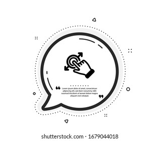 Icono de gesto de pantalla táctil. Burbuja del discurso de cita. Signo de flecha arrastrar y soltar. Símbolo de acción de aceleración. Marcas de cotización. Icono de gesto de pantalla táctil clásico. Vector