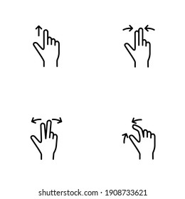 Touchscreen gesture icons for smartphones. icon set for a mobile app or user interface. Vector illustration on background. color editable eps 10