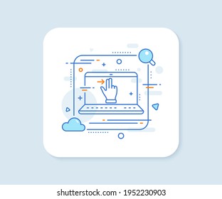 Touchscreen gesture line icon. Abstract vector button. Slide right arrow sign. Swipe action symbol. Touchscreen gesture line icon. Laptop concept badge. Vector