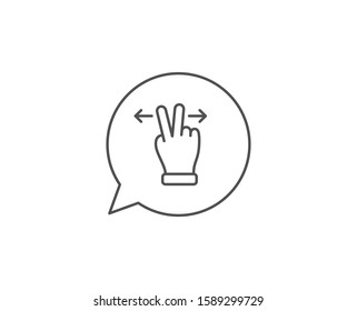 Touchscreen gesture line icon. Chat bubble design. Slide arrow sign. Swipe action symbol. Outline concept. Thin line touchscreen gesture icon. Vector